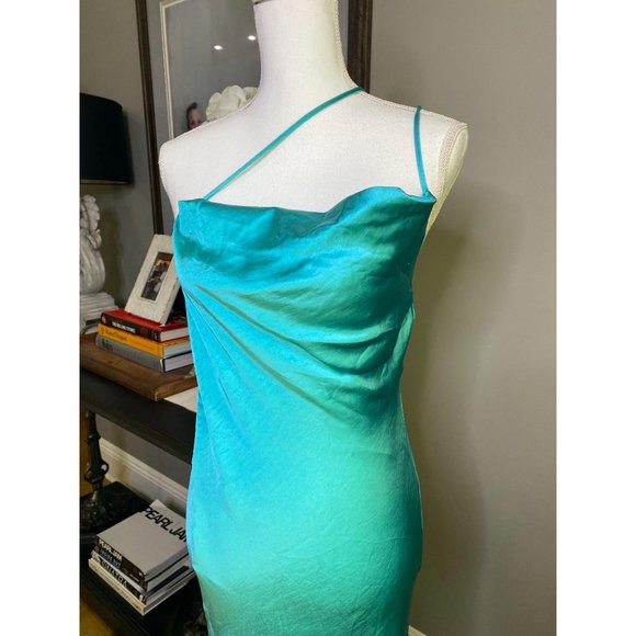 Lovers + Friends Luca Teal Blue Satin Maxi Gown S - Picture 6 of 10